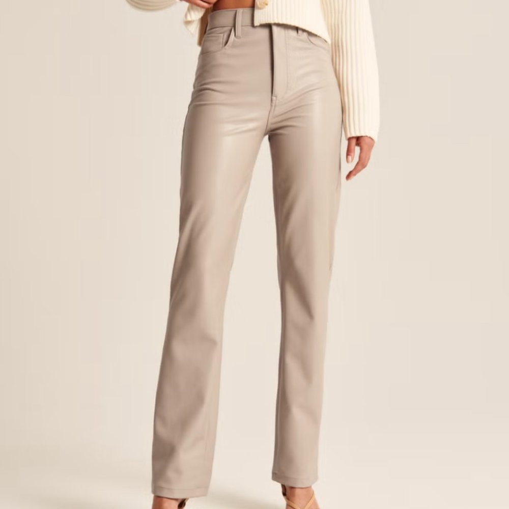 [NEW] ABERCROMBIE Vegan Leather 90s Straight Pant